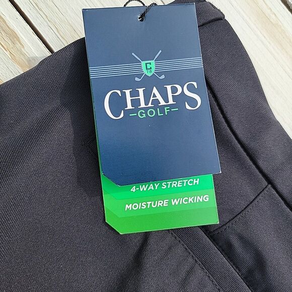 Chaps Golf Mens Shorts Size 40 Black Onix Flat Front Stretch Zip Pockets New - Picture 4 of 6
